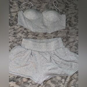 Grey corset top and shorts set